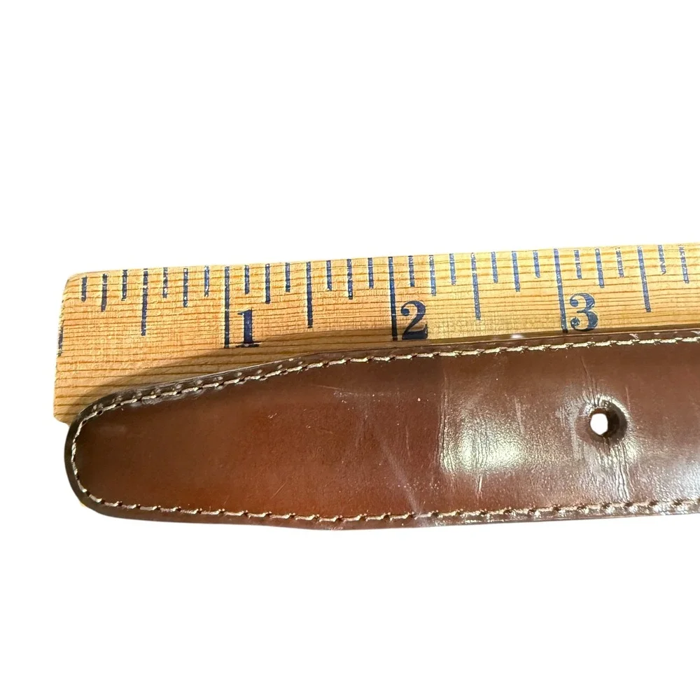Brighton Brown Leather Belt Silver‎ Detailed Buckle Womens Size M 22309
